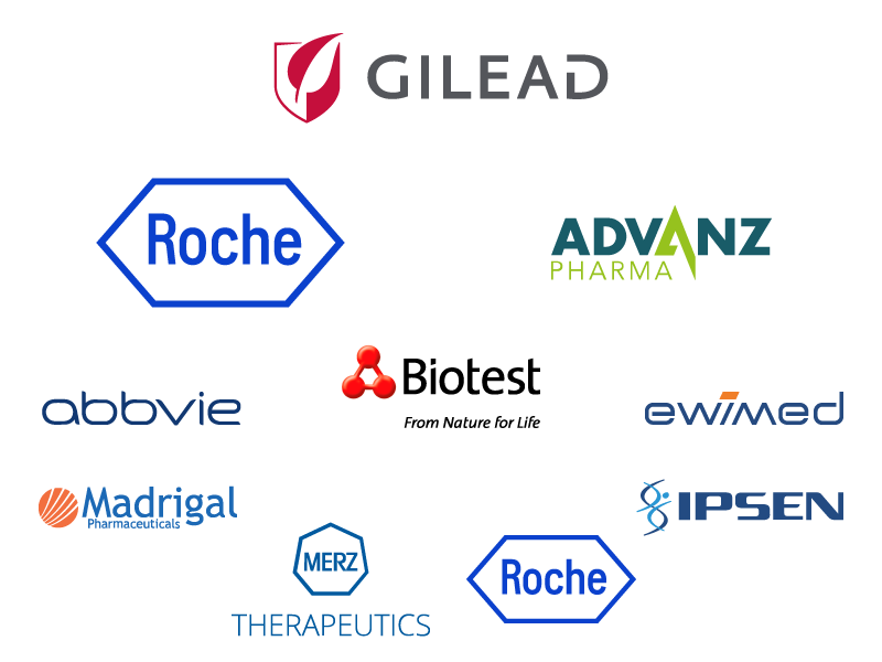 Gilead / Roche CH / Advanz Pharma / AbbVie / Biotest / Ewimed / Madrigal / Merz Pharma / Roche / Ipsen